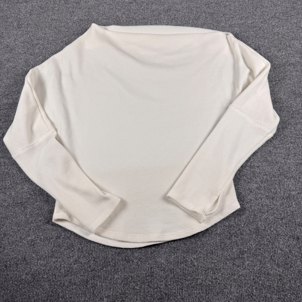 We The Free Thermal Top Womens Medium Cream Excellent Waffle Knit Thumbhole